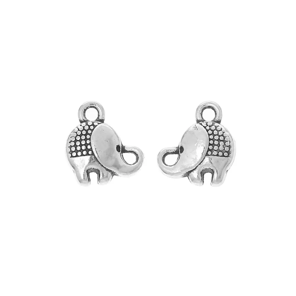 10 Pcs Tibetan Silver ELEPHANT 3D 13mm x 12mm Charms Pendants, Lead & Nickel Free Metal Charms Pendants Beads