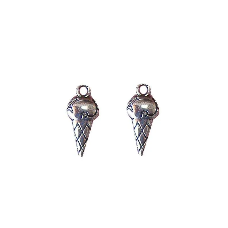 10 Pcs Tibetan Silver ice cream Cone Holiday 19X8mm 3D Charms Pendants