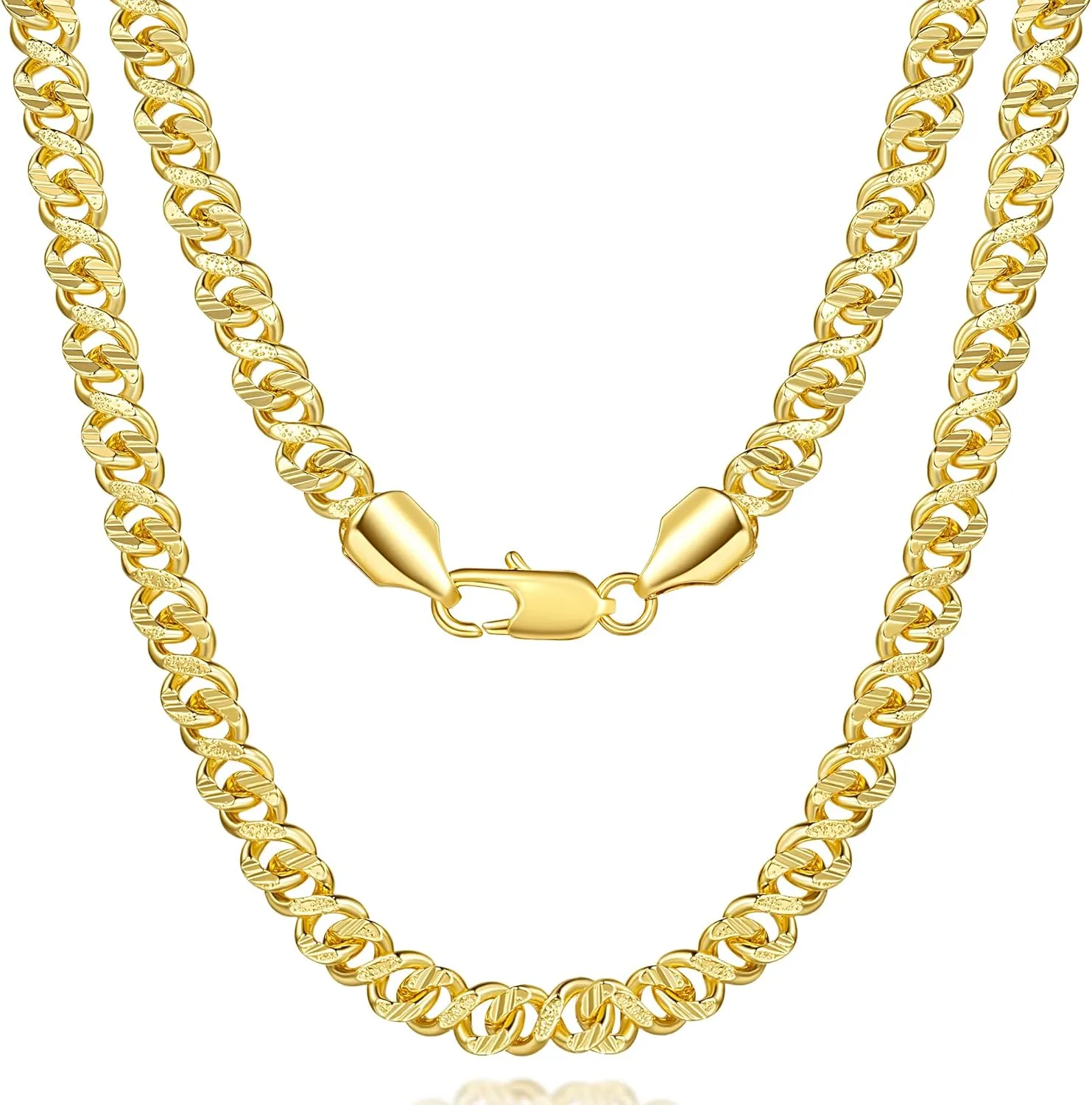 14K Gold Chain for Mens Chunky Cuban Link Chains for Men 14K Gold Necklaces for Womens Chain Necklace Men Mystery and Unique Dainty Golden Necklace for Women Non Tarnish 16-24IN