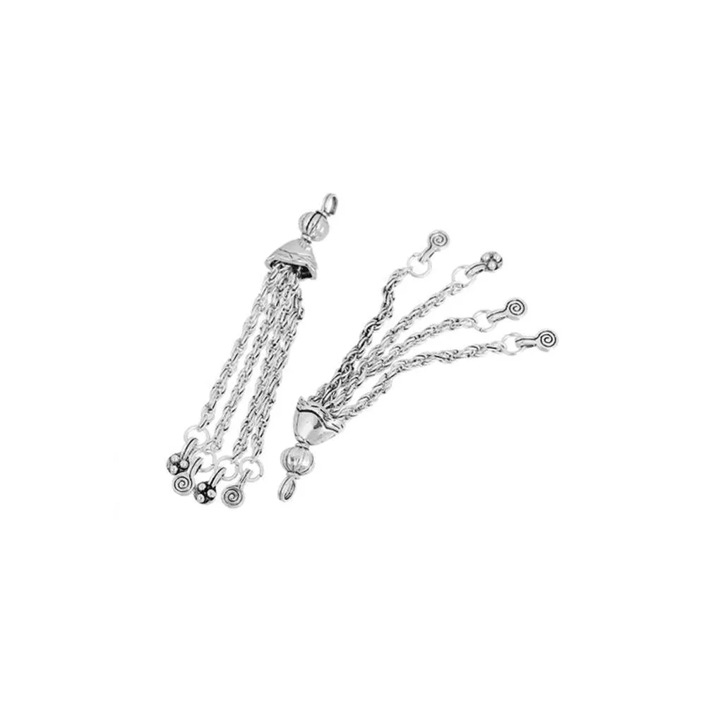 2 Pcs Tibetan Silver TASSEL WITH SPIRALS 73mm x 12mm Charms Pendants, Lead & Nickel Free Metal Charms Pendants Beads