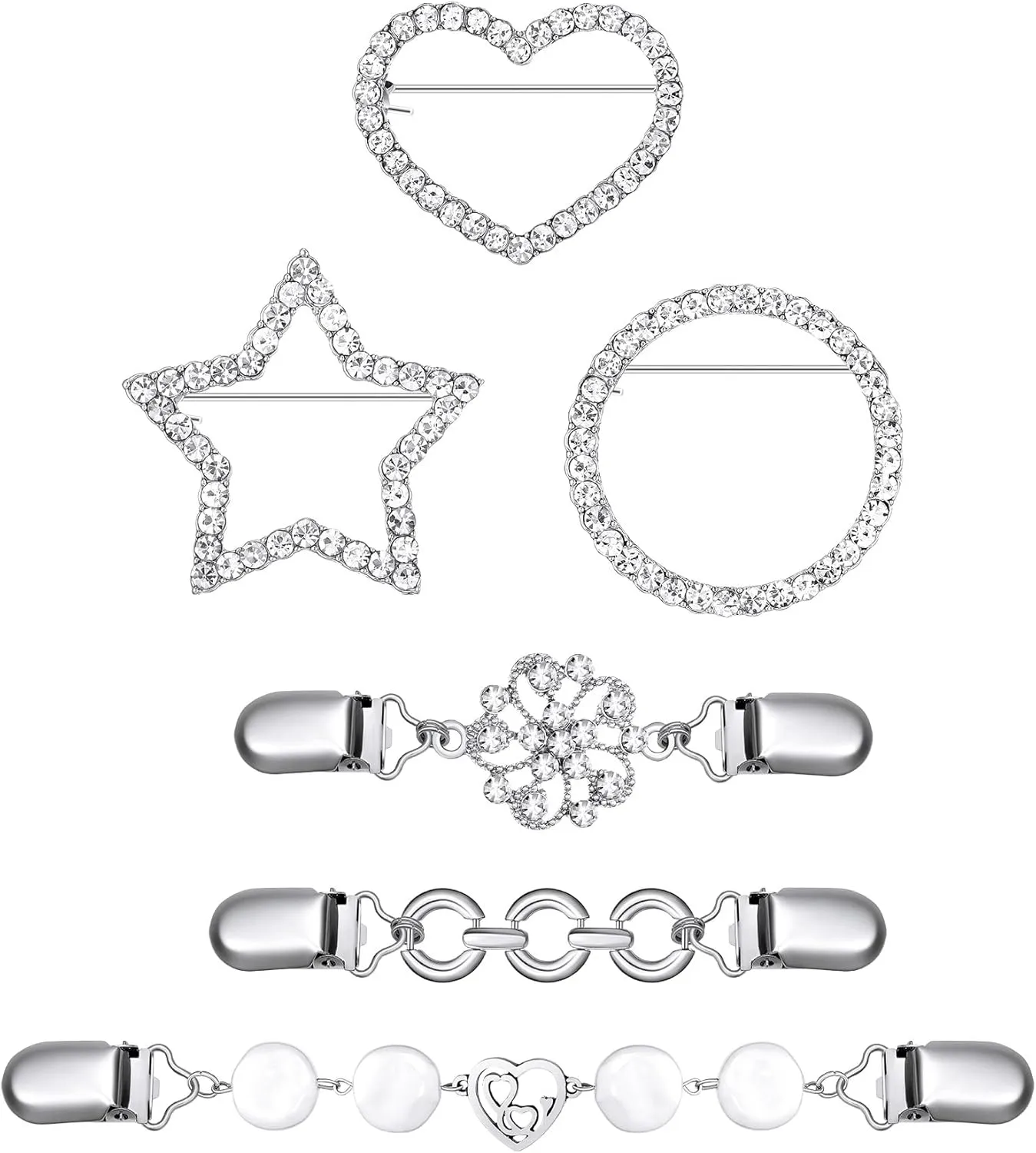 6 Pieces Dress Back Clips Retro Dress Cinch Clips for Women Girls Brooch Pins Cardigan Brooch Clip Vintage Sweater Shawl Clips Dress Pins (Elegant Style)