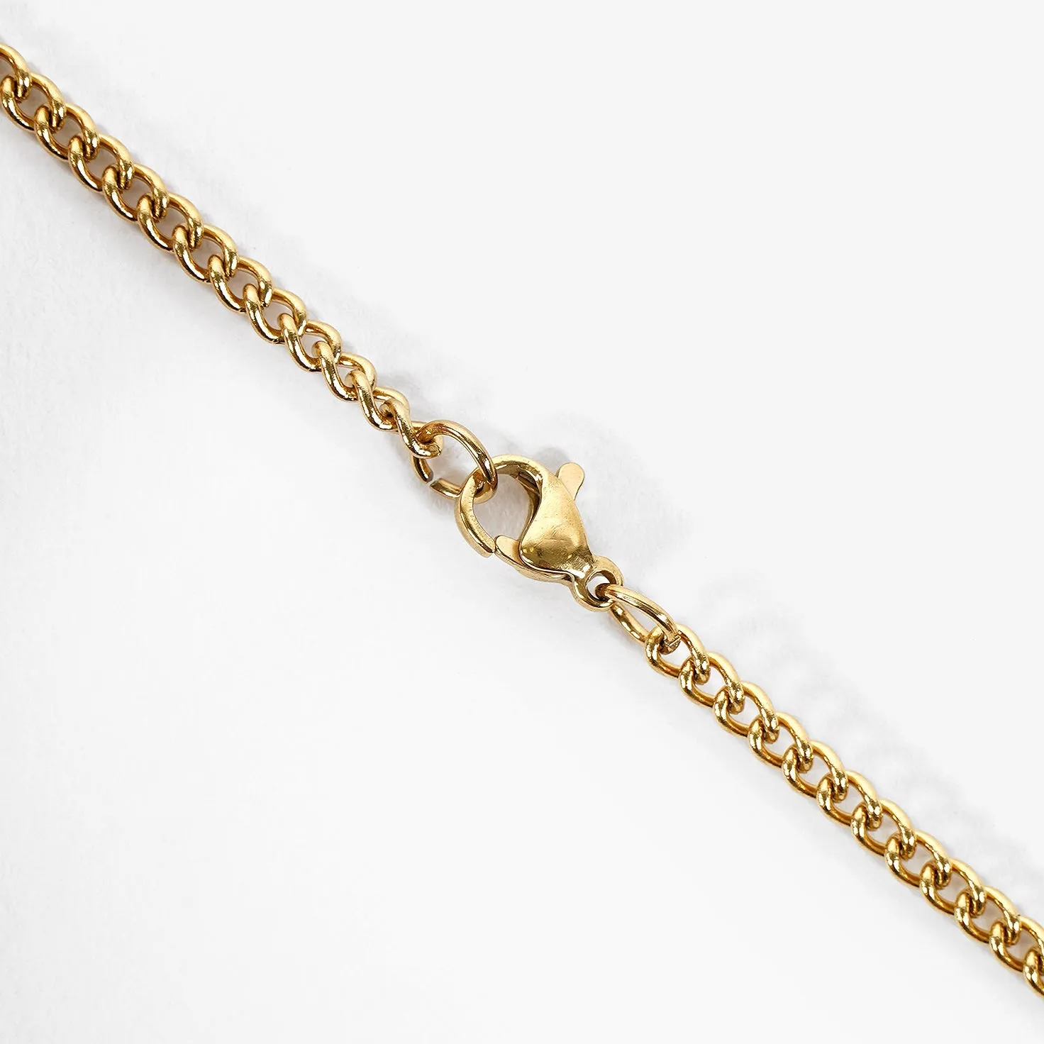 77 Number Pendant with Chain Kids Necklace - Gold Plated Stainless Steel