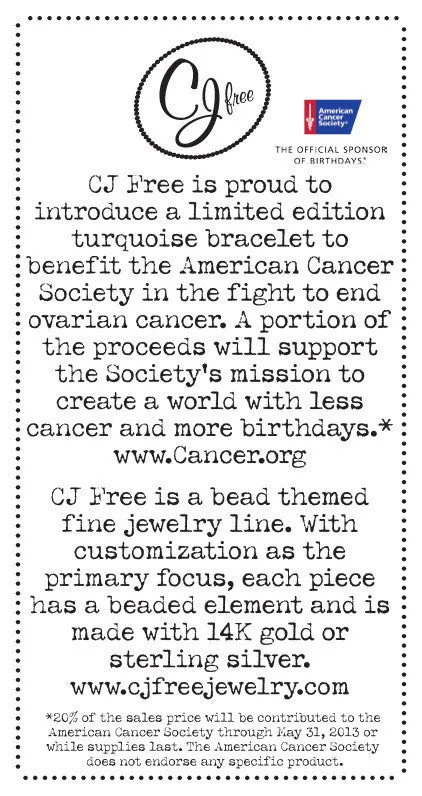 American Cancer Society X CJ FREE LTD Bracelet
