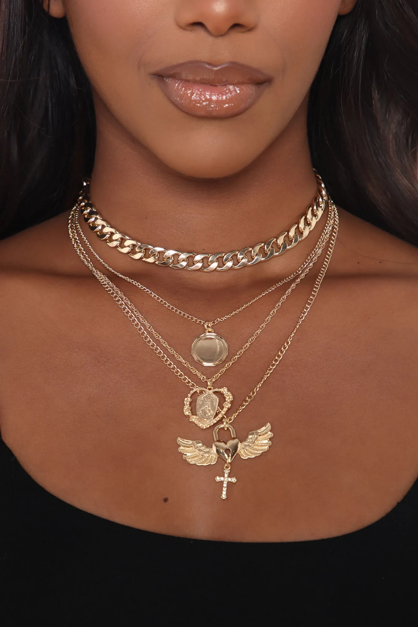 Angelic Heart Layered Necklace - Gold