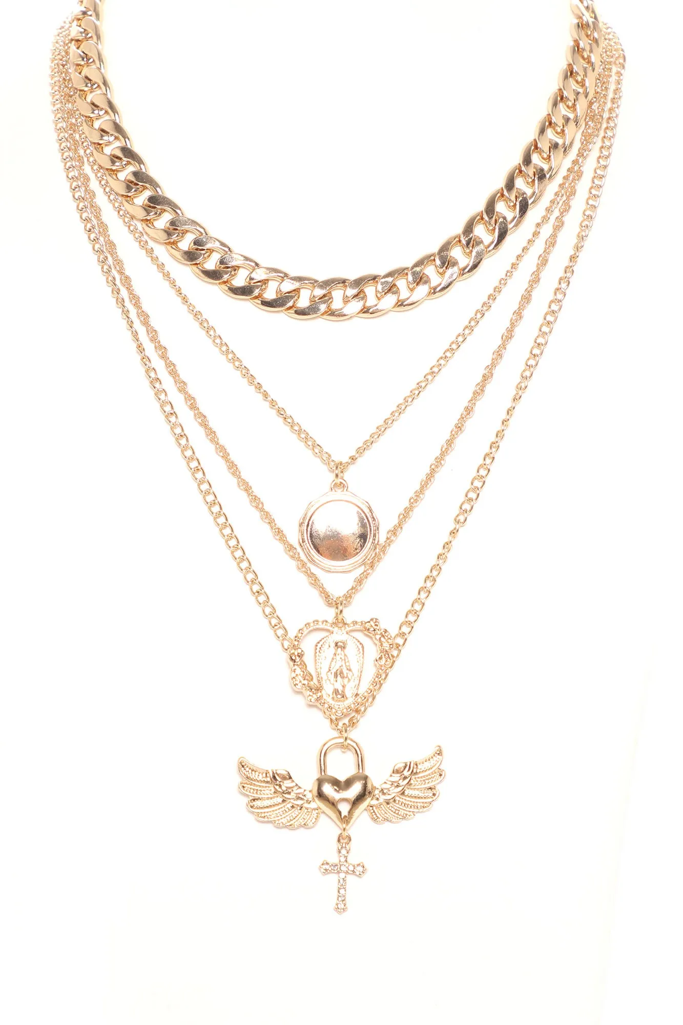 Angelic Heart Layered Necklace - Gold
