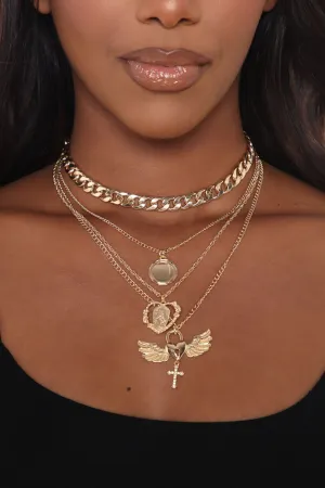 Angelic Heart Layered Necklace - Gold
