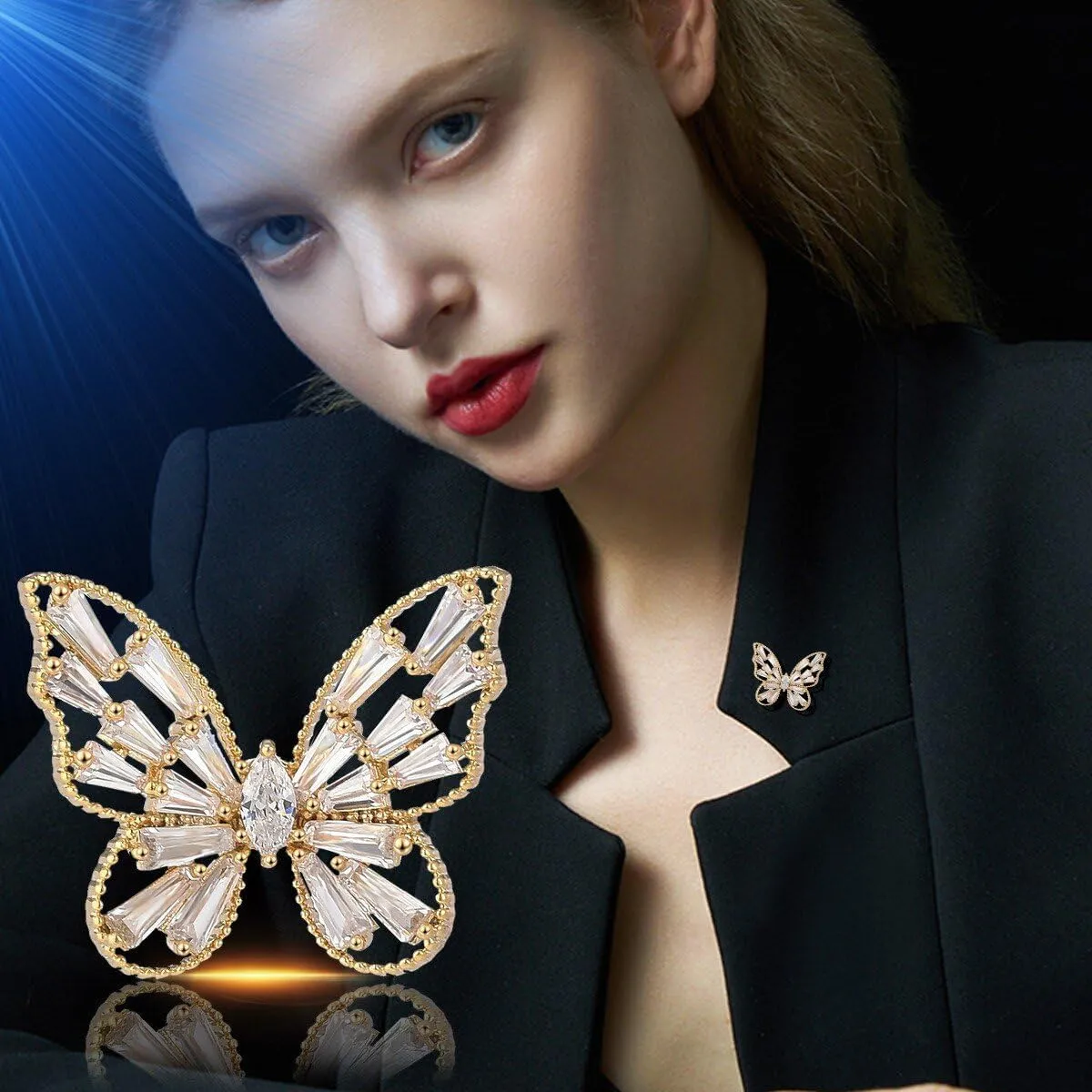 Butterfly Bee Brooches - Rhinestone Butterfly & Bee Lapel Pins - Valentine's Day Gifts for Her