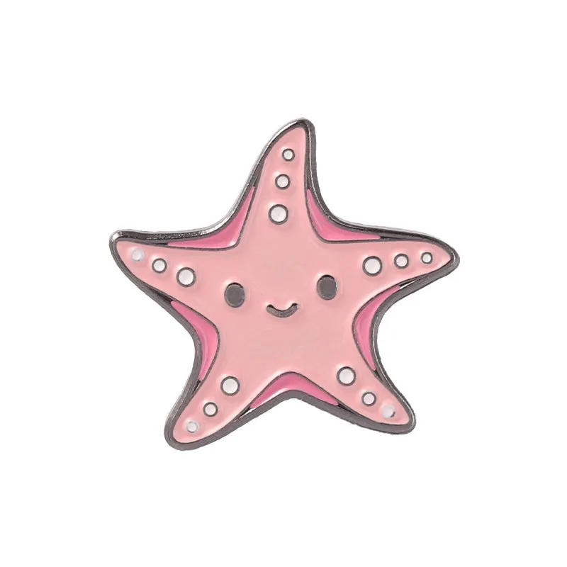 Cartoon Style Pin Animal Starfish Hippocampus Alloy Enamel Unisex Brooches