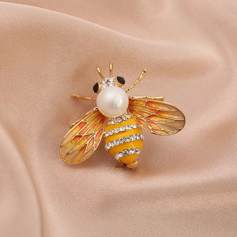 Cartoon Style Pin Imitation Pearl Alloy Rhinestone Enamel Unisex Brooches