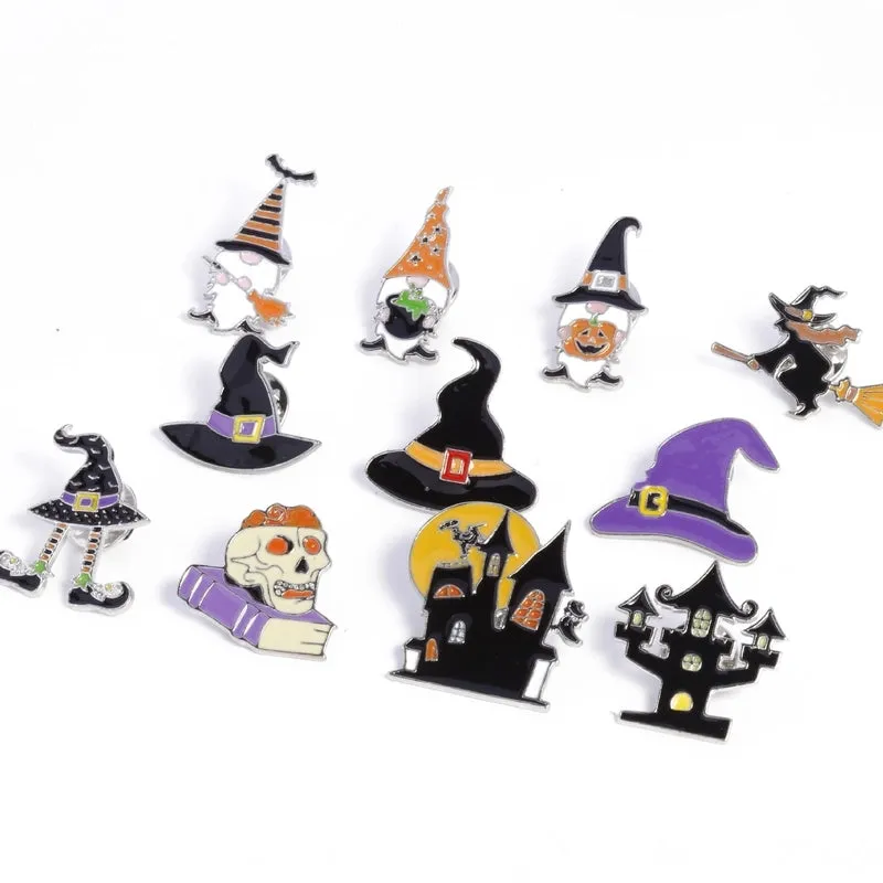 Cute Funny Pin Pumpkin Hat Skull Zinc Alloy Enamel Unisex Brooches