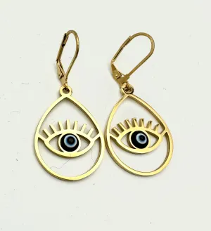 Evil Eye Drop Hoop With Lashes