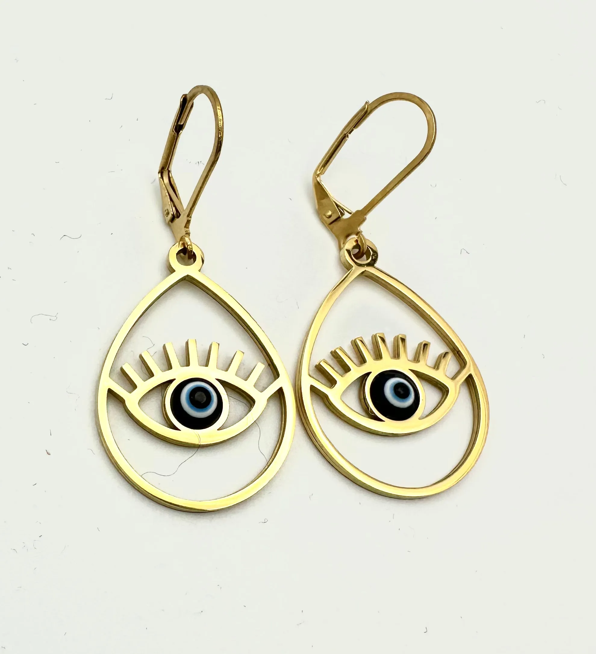 Evil Eye Drop Hoop With Lashes
