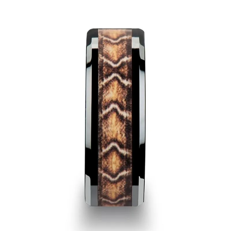 FANG | Ceramic Ring Boa Snake Skin Design Inlay