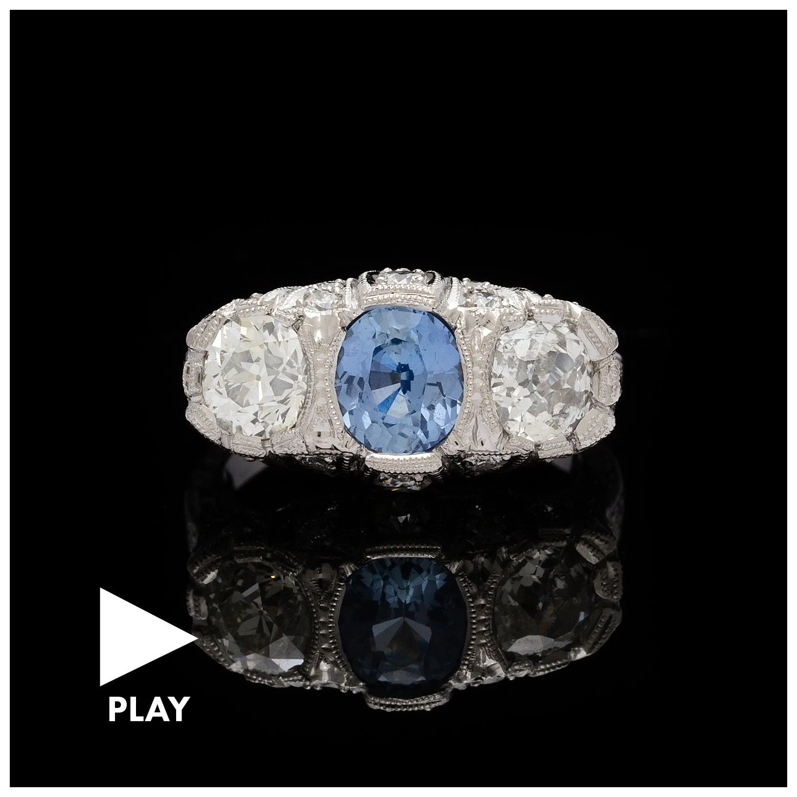 GIA 1.30-ct Unheated Sapphire & Diamond Platinum Ring