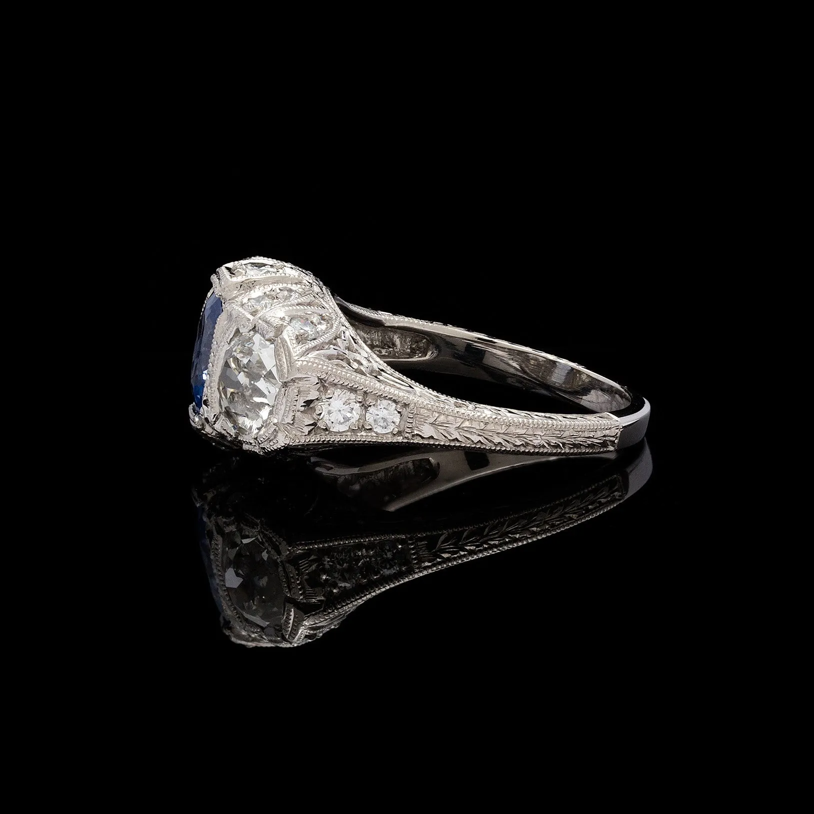 GIA 1.30-ct Unheated Sapphire & Diamond Platinum Ring