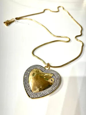 Gold Diamant Long Star or Heart Necklace