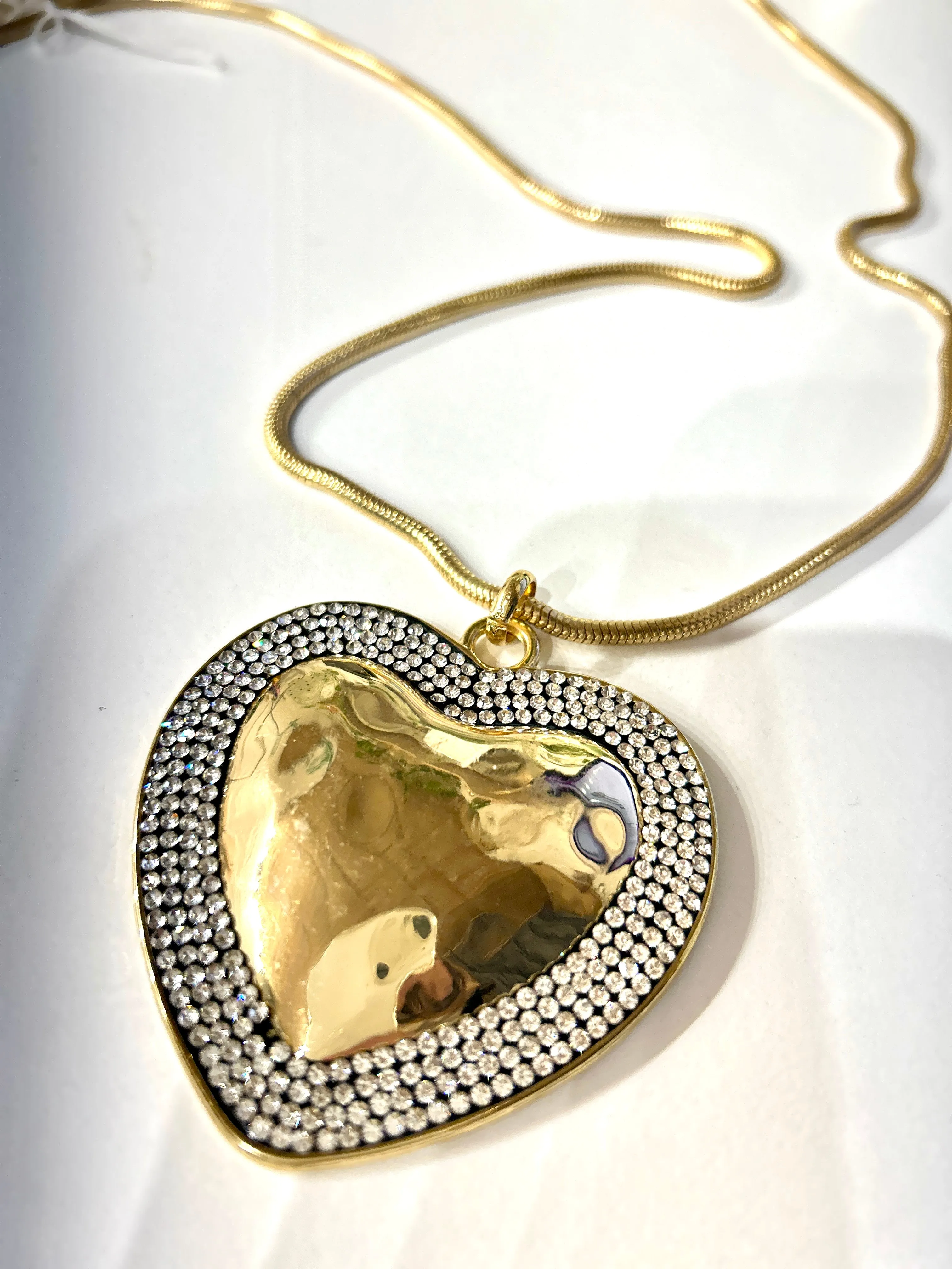 Gold Diamant Long Star or Heart Necklace