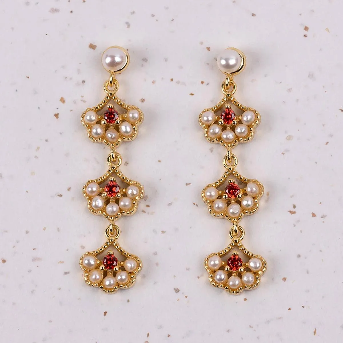 Gold Fan Drop Earrings