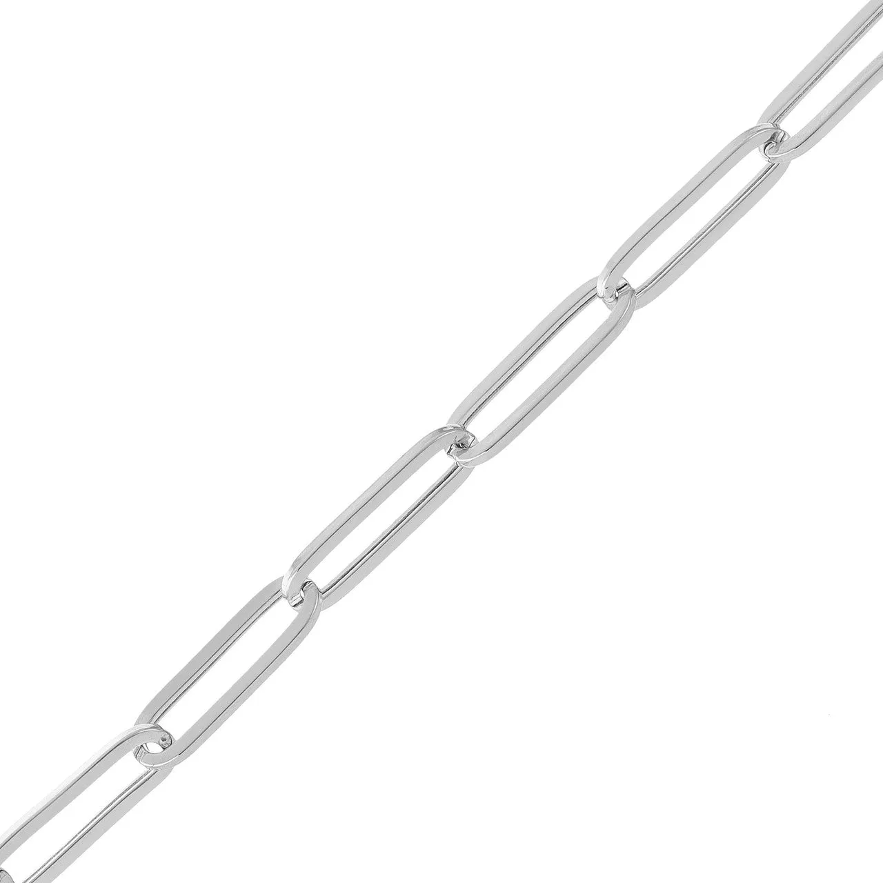 Hollow 14K Gold 5.1mm Paperclip Chain Bracelet with Lobster Lock, 8"