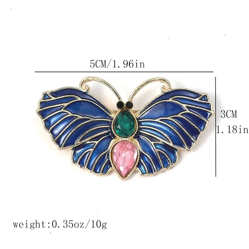 IG Style Sweet Butterfly Alloy Enamel Inlay Artificial Rhinestones Women's Brooches