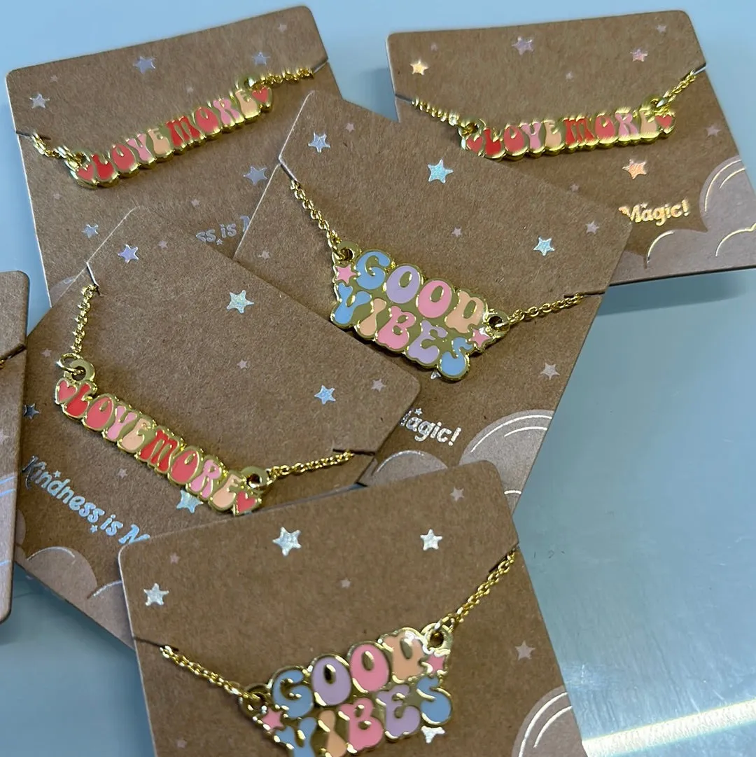 Inspirational Nameplate Necklace: Good Vibes