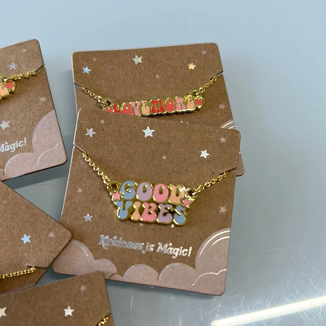 Inspirational Nameplate Necklace: Good Vibes