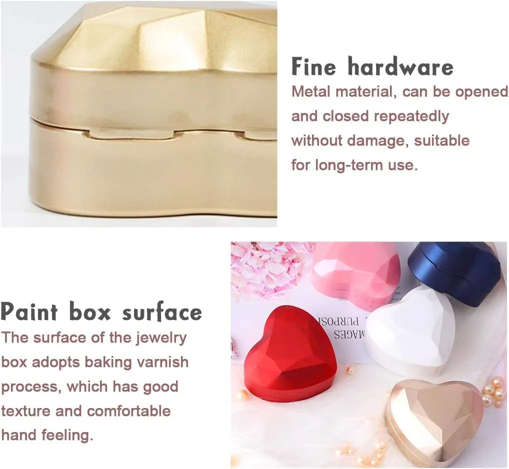 iSuperb Pendant Necklace Box with LED Light Heart Shape Jewelry Gift Box Bracelet Case for Anniversary Wedding Engagment (Black)