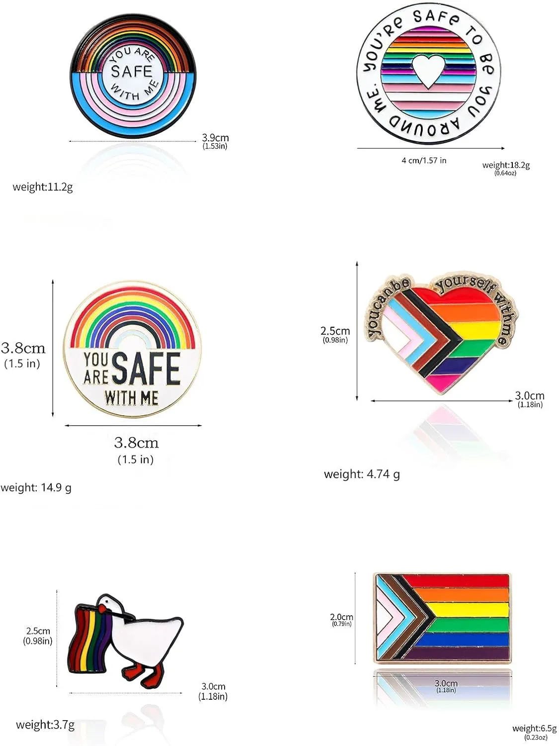 LGBTQ Pride Rainbow Enamel Pins Bulk - LGBT Ally Flag Lapel Brooches,Hat Backpack Clothes Accessories - Gifts for Lesbian Gay Day
