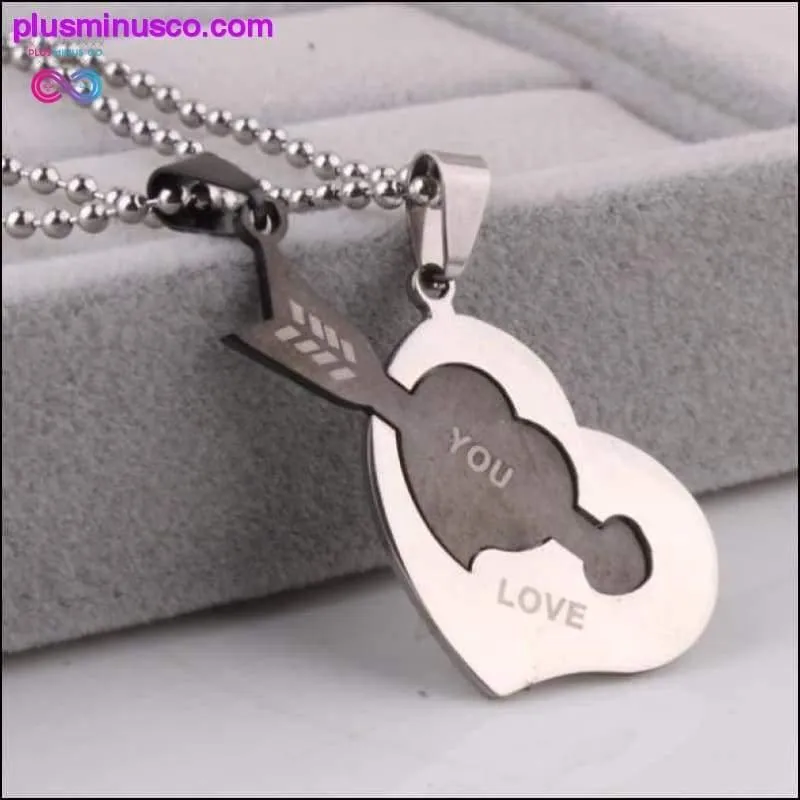 Lovers heart arrow love you pendant necklaces bead chain Couple's Necklace Arrow in the Heart Pendant