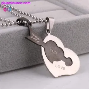 Lovers heart arrow love you pendant necklaces bead chain Couple's Necklace Arrow in the Heart Pendant