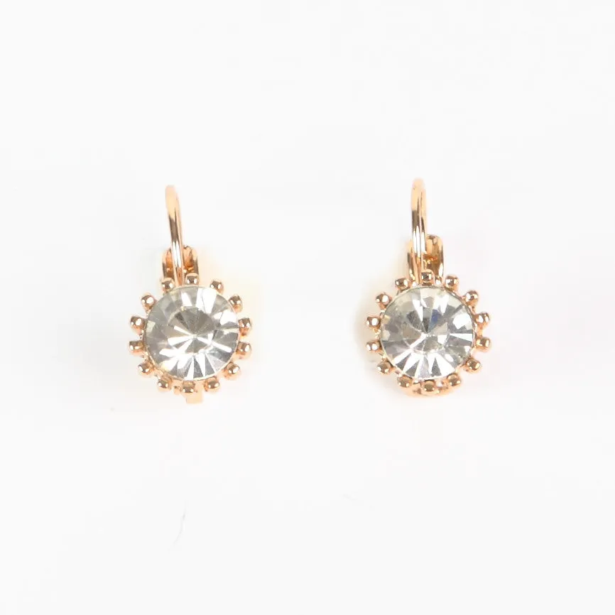 Lovett Clear Swarovski Clear Crystal on Gold French Wire Earrrings