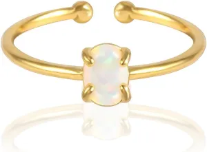 MUSTHAVE 18K Rose Gold Plated Opal Ring, White/Green/Pink Opal, Adjustable Size