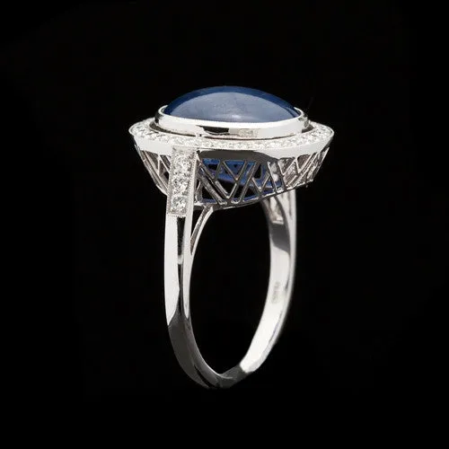 Natural 8.55-ct Blue Star Sapphire & Diamond Ring