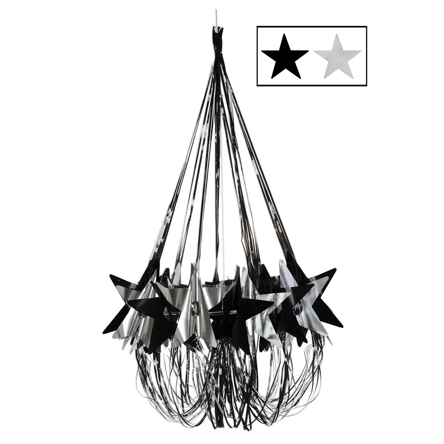 New Year's Eve Star Chandelier - black & silver