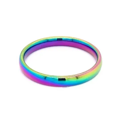 Rainbow Stainless Steel Ring With a Thin 3mm wide Band