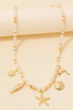 sea life charms and beaded necklace