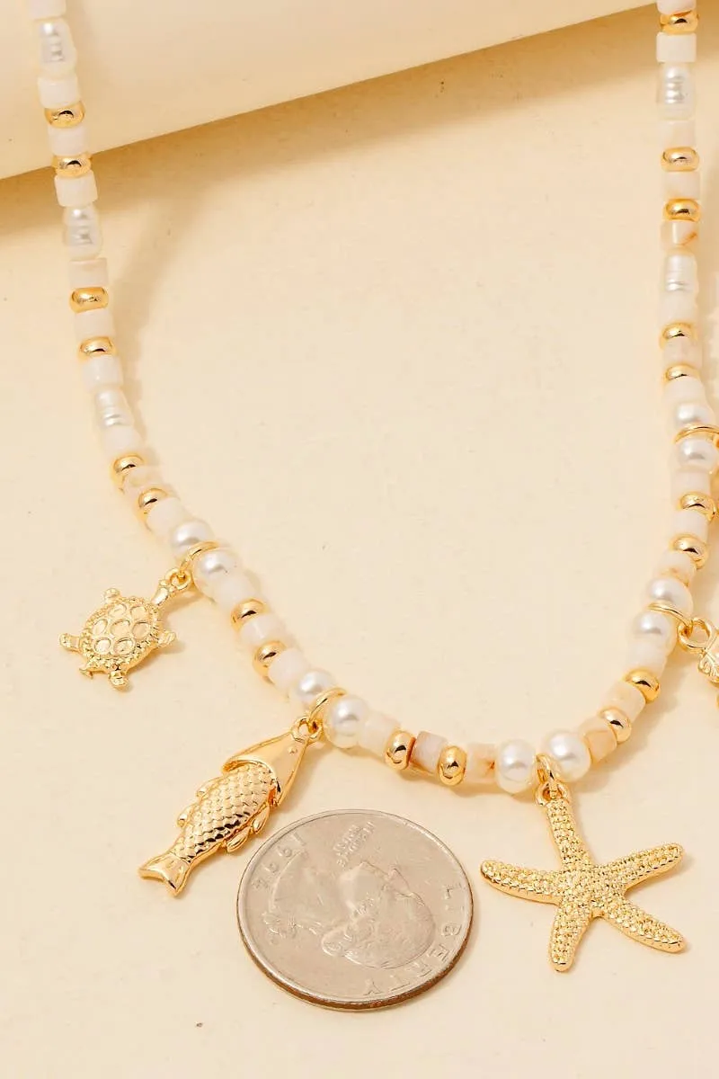 sea life charms and beaded necklace