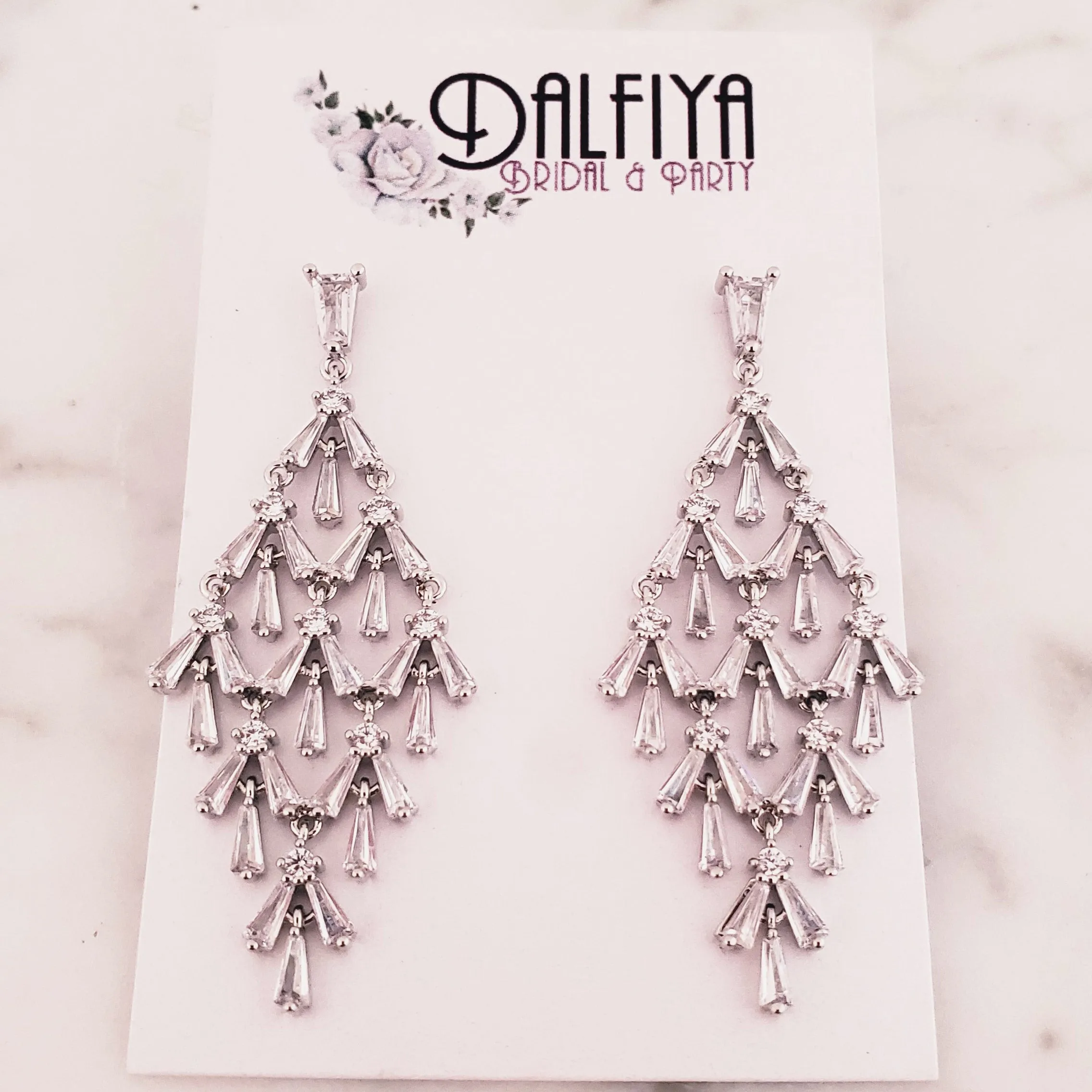 Waterfall Chandelier Wedding Earrings for Glam Wedding